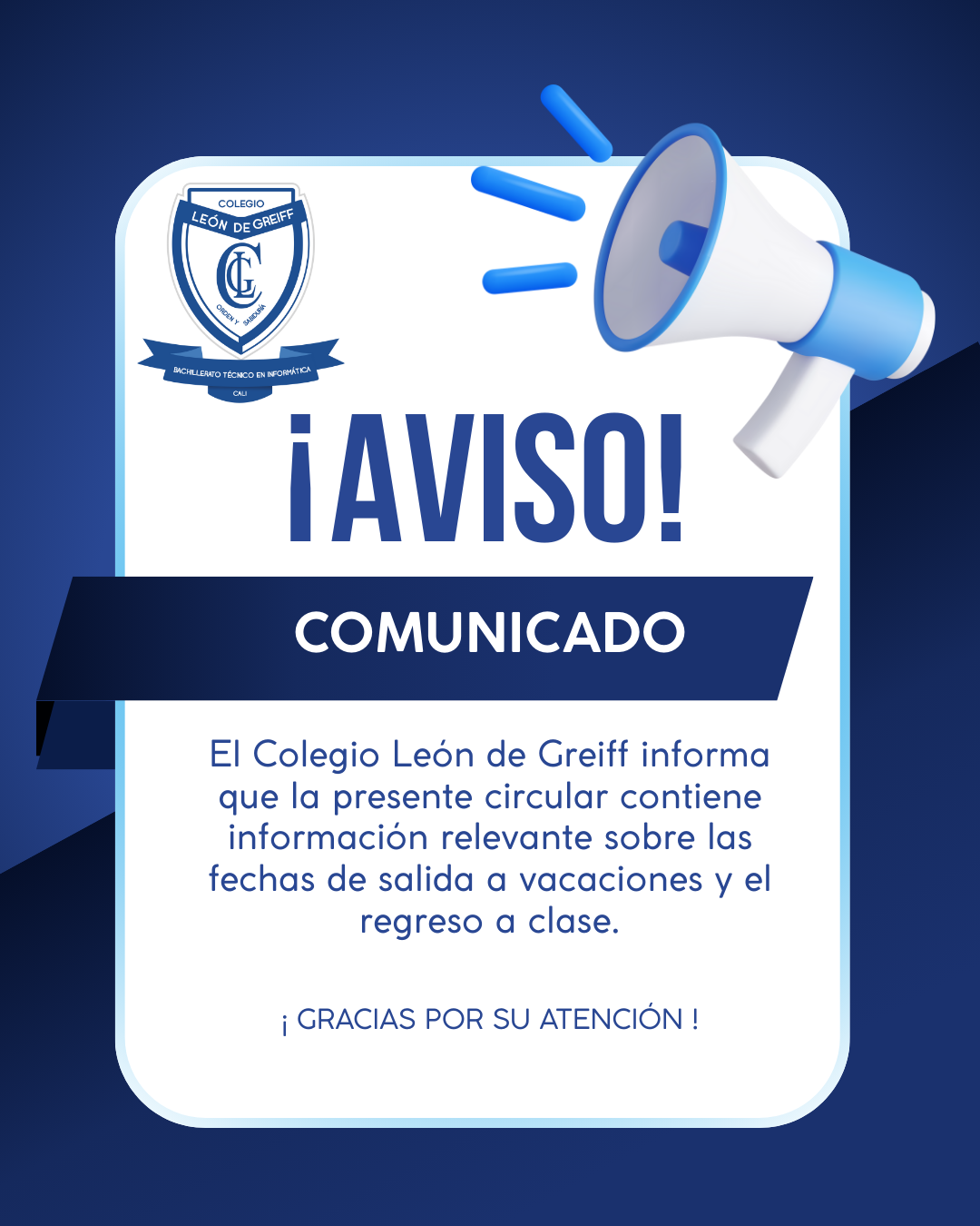 Post de Instagram Aviso Importante Profesional Azul